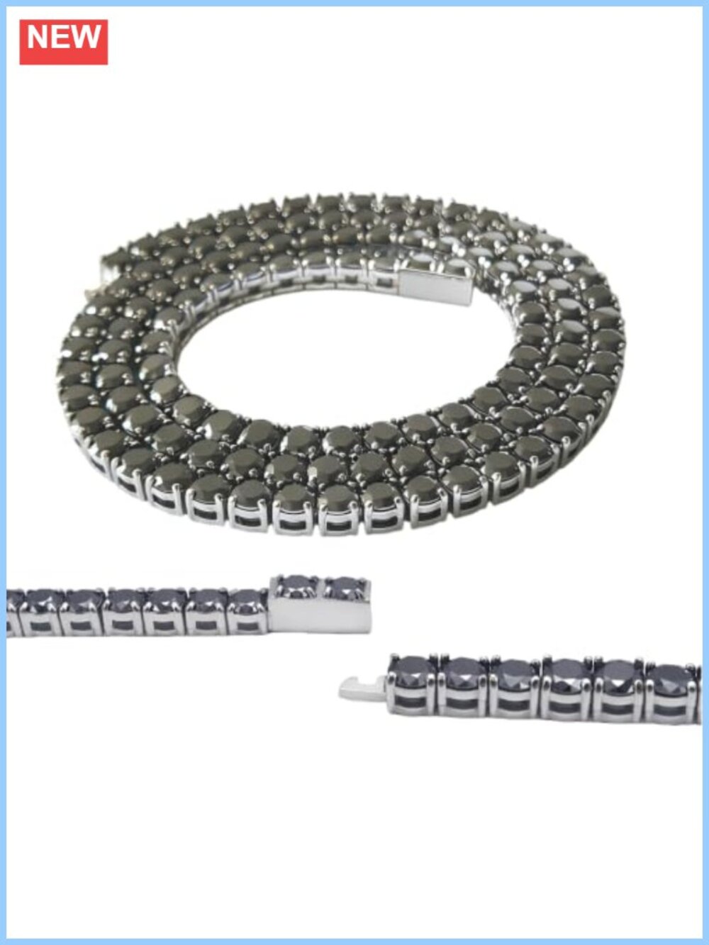 Moissanite Tennis Chain Necklace 316L Stainless Steel Handmade Gift